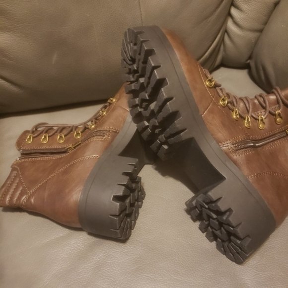 LEATHER CHUNKY BROWN BOOTS - Picture 2 of 5